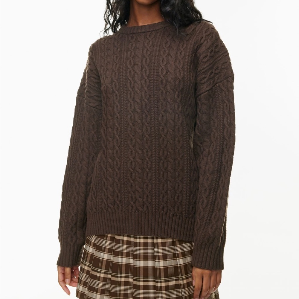 NWT Aritizia Peggy sweater twist cable mocha brown